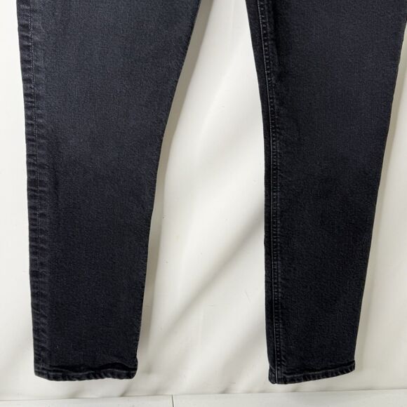 AGOLDE Riley Long Straight Jeans Sz 25 Black High Rise Ankle Button Fly Stretch - Picture 5 of 13